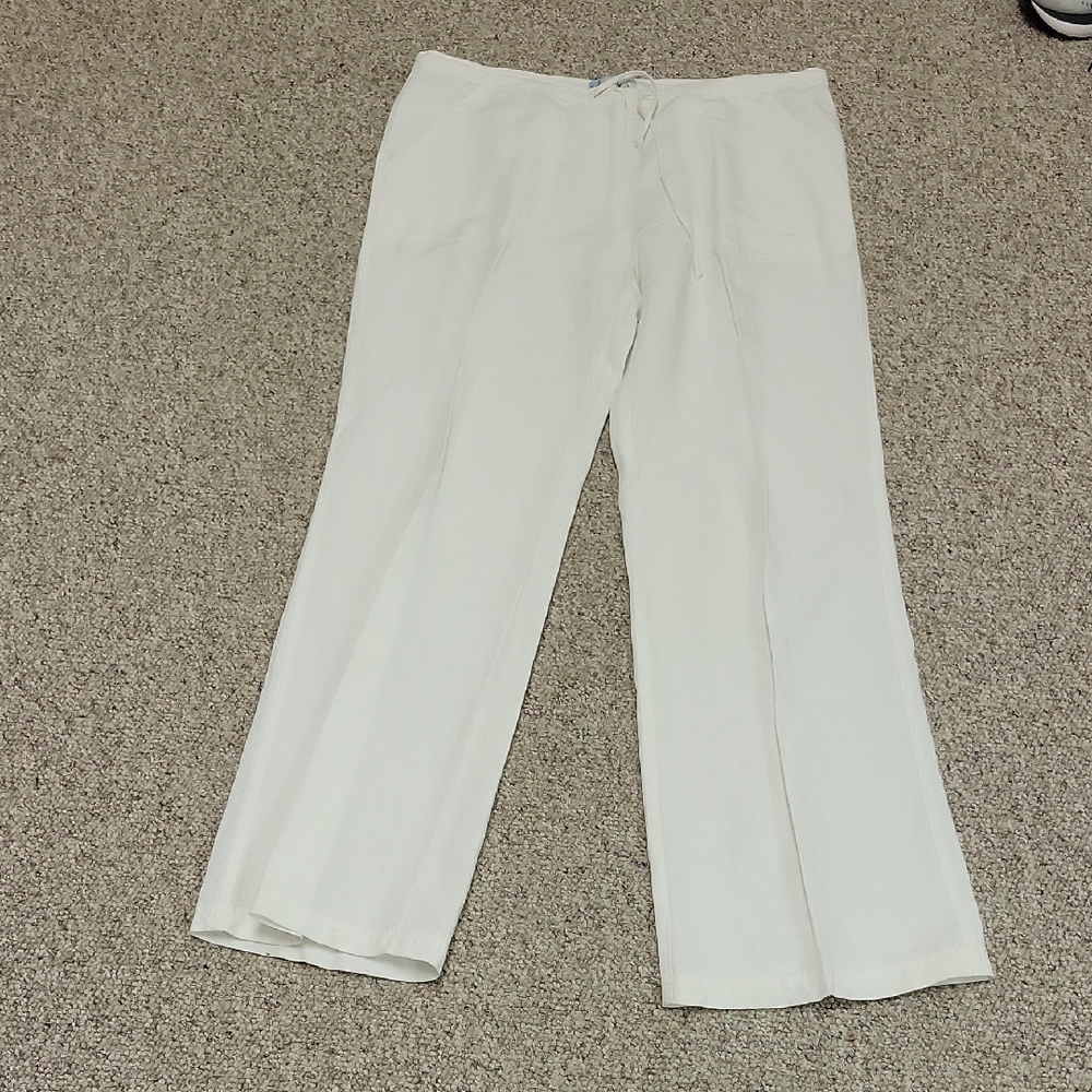 Guy Harvey By Aftco Men's White Linen Blend Dress Pants, Sz Large